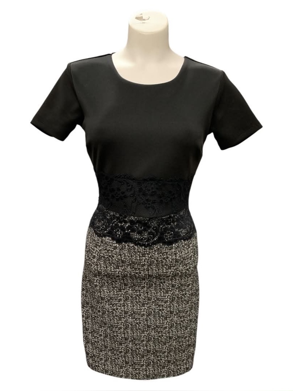 Enfocus Studio Black Lace-Trim Pencil Skirt Size S